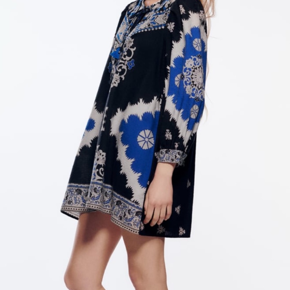 Zara embroidered printed dress - Picture 3 of 5